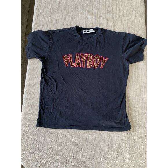 PLAYBOY Rare Embellished Bling Crystals T Shirt M/ L - Picture 1 of 8